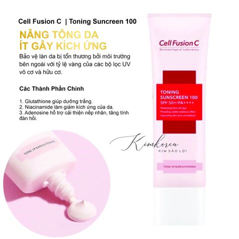 Kem Chống Nắng Cell Fusion C Toning Sunscreen 100 SPF50+ PA+++ 50ml - Bảo Vệ Da, Làm Dịu, Cấp Ẩm Hàn Quốc