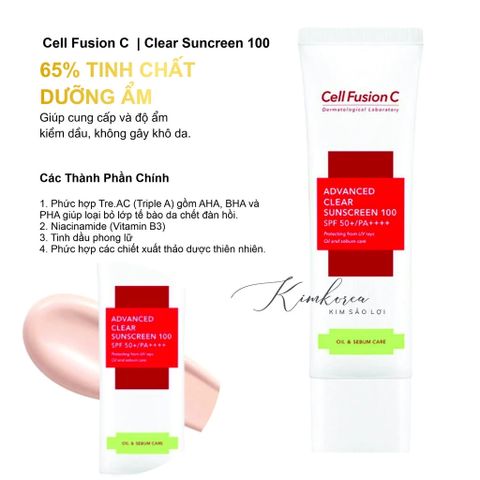 Kem Chống Nắng Cell Fusion C Toning Sunscreen 100 SPF50+ PA+++ 50ml - Bảo Vệ Da, Làm Dịu, Cấp Ẩm Hàn Quốc