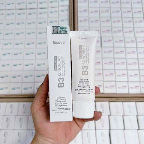 Kem Chống Nắng Innoskin B3+ Nano SPF50+ PA++++ 50ml - Nâng Tone Da, Kiềm Dầu, Chống Nắng Tối Ưu, Phù Hợp Da Dầu Hỗn Hợp