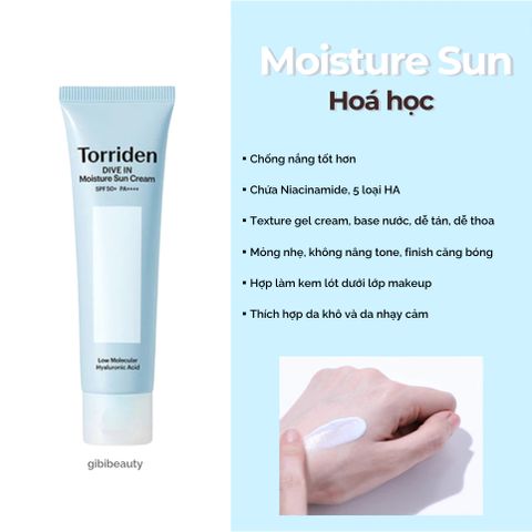 Kem Chống Nắng Torriden DIVE-IN Tone Up SPF50+ PA++++ 50ml - Nâng Tông Da Tự Nhiên, Chống Nắng Toàn Diện, Cấp Ẩm, Dành Cho Da Vàng, Da Xỉn Màu
