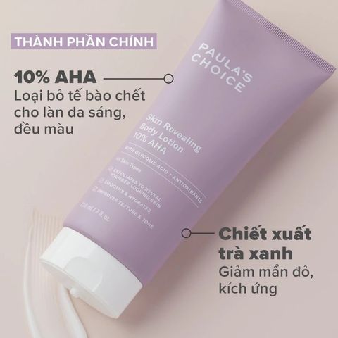 Kem Dưỡng Thể Paula's Choice 10% AHA & 2% BHA 210ml - Skin Revealing Body Lotion Giúp Làm Mịn Da & Cải Thiện Da Sần Sùi