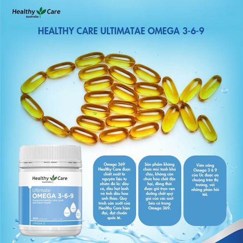 Viên Uống Bổ Sung Omega 3 6 9 Healthy Care Ultimate - Hỗ Trợ Tim Mạch,  Ổn Định Huyết Áp 200 Viên 388323