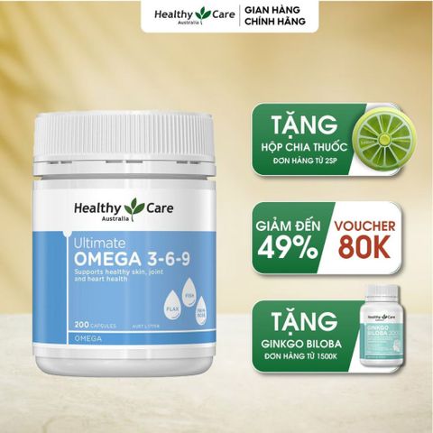 Viên Uống Bổ Sung Omega 3 6 9 Healthy Care Ultimate - Hỗ Trợ Tim Mạch,  Ổn Định Huyết Áp 200 Viên 388323