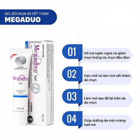 Gel Giảm Mụn Megaduo 15g - Hỗ Trợ Làm Dịu Mụn, Mờ Thâm, Ngừa Sẹo Hiệu Quả Cho Da Mụn, An Toàn Cho Phụ Nữ Mang Thai