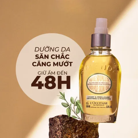Dầu Dưỡng Thể Hạnh Nhân L'Occitane Almond Supple Skin Oil 100ml - Dưỡng Ẩm, Giúp Săn Chắc Da, Ngăn Ngừa Vết Rạn