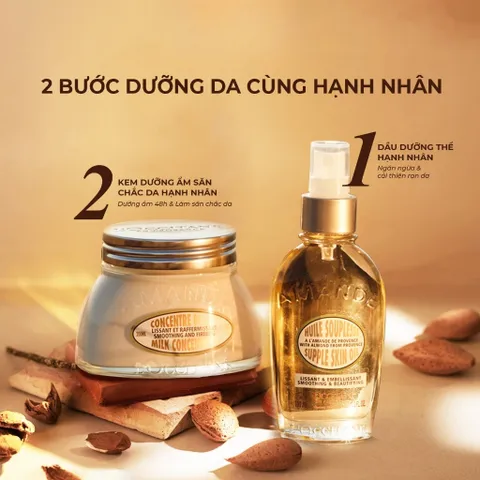 Dầu Dưỡng Thể Hạnh Nhân L'Occitane Almond Supple Skin Oil 100ml - Dưỡng Ẩm, Giúp Săn Chắc Da, Ngăn Ngừa Vết Rạn