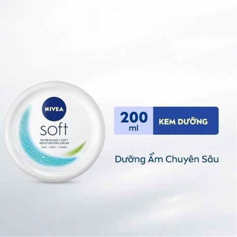 Kem Dưỡng Da Nivea Soft Crème 200ml – Cấp Ẩm và Làm Mịn Da, Dưỡng Ẩm Sâu, Phù Hợp Cho Mặt, Tay và Cơ Thể