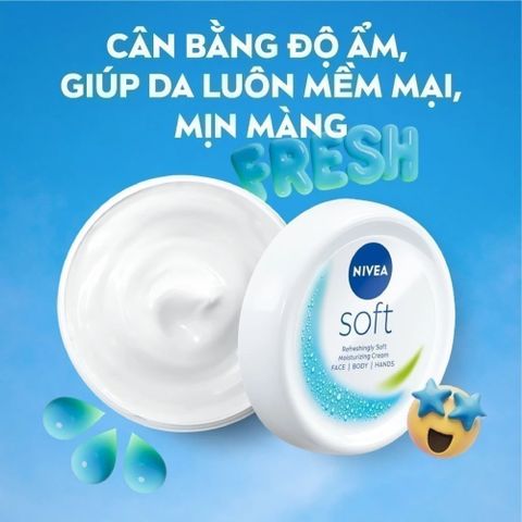 Kem Dưỡng Da Nivea Soft Crème 200ml – Cấp Ẩm và Làm Mịn Da, Dưỡng Ẩm Sâu, Phù Hợp Cho Mặt, Tay và Cơ Thể