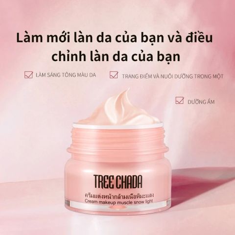 Kem Trang Điểm Tree Chada Cream Makeup Snow Light 50ml - Dưỡng ẩm, nâng tông tự nhiên, che khuyết điểm nhẹ nhàng, phong cách Hàn Quốc