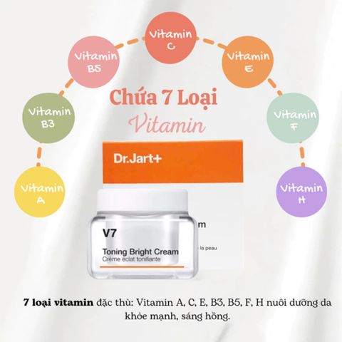Kem Dưỡng Trắng Da Dr. Jart+ V7 Toning Bright 50ml - Nâng Tone, Dưỡng Sáng Da, Cải Thiện Sắc Tố, Phù Hợp Mọi Loại Da
