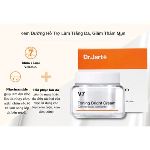 Kem Dưỡng Trắng Da Dr. Jart+ V7 Toning Bright 50ml - Nâng Tone, Dưỡng Sáng Da, Cải Thiện Sắc Tố, Phù Hợp Mọi Loại Da