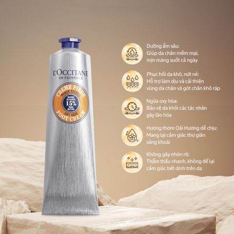 Kem Dưỡng Chân L'Occitane Shea Butter Foot Cream 150ml – Dưỡng Ẩm, Mềm Mại, Phục Hồi Da Gót Chân 388401