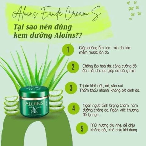 Kem Dưỡng Ẩm Lô Hội Aloins Eaude Cream S 185g - Dưỡng Da Sáng Mịn, Ngừa Khô Nứt, An Toàn Cho Mọi Loại Da, Xuất Xứ Nhật Bản