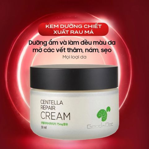 Kem Dưỡng Da Rau Má Goodndoc Centella Repair Cream 50ml - Phục Hồi Da Hư Tổn, Dưỡng Ẩm, Chăm Sóc Da Nhạy Cảm Từ Thiên Nhiên