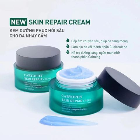 Kem Dưỡng Da Caryophy Guaiazulene Cica Cream 40ml - Làm Dịu Da Nhạy Cảm, Cấp Ẩm Sâu và Phục Hồi Da Hư Tổn