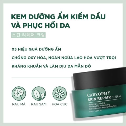 Kem Dưỡng Da Caryophy Guaiazulene Cica Cream 40ml - Làm Dịu Da Nhạy Cảm, Cấp Ẩm Sâu và Phục Hồi Da Hư Tổn