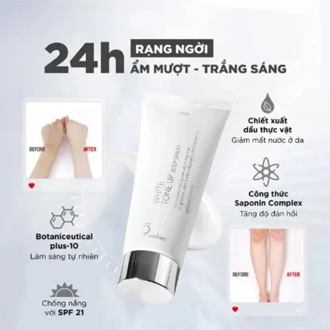Tinh Chất Kem Dưỡng Sáng & Nâng Tone Da Toàn Thân 9 Wishes White Tone-up Body Serum - 150ml 388440