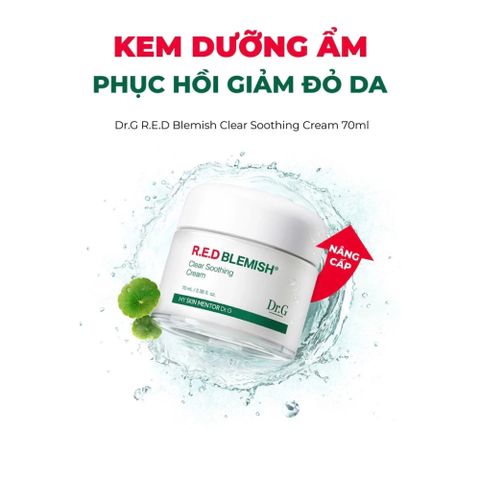 Kem Dưỡng Da Dr.G Red Blemish Clear 70ml - Kem Làm Dịu, Cấp Ẩm Cho Da Nhạy Cảm, Hỗ Trợ Phục Hồi Và Giảm Đỏ, Không Nhờn Dính