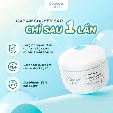 Kem Dưỡng Ẩm Goongbe Pri-mmune Moisture 180ml - Dưỡng Ẩm Sâu, An Toàn Cho Trẻ Sơ Sinh Và Người Lớn, Thấm Nhanh, Dịu Nhẹ Da Nhạy Cảm