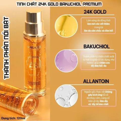 Tinh Chất Dưỡng Da Bergamo 24K Gold Bakuchiol Premium & White Vita Panthenol Premium Essence 120ml 388488