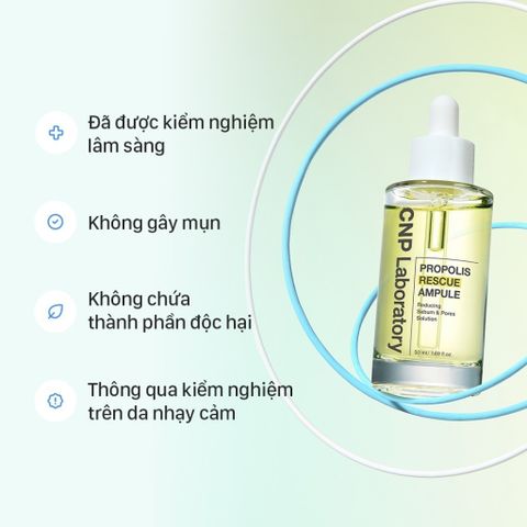 Tinh Chất Keo Ong CNP Propolis Rescue Ampule 50ml - Serum Phục Hồi Da, Tẩy Tế Bào Chết, Dưỡng Ẩm Cho Da Dầu và Nhạy Cảm