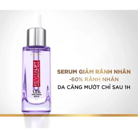 Tinh Chất Dưỡng Sáng Da L'Oreal Glycolic Bright 8% và Hyaluronic Acid Revitalift 1.5% - 30ml Giúp Mờ Thâm, Cấp Ẩm Tối Ưu
