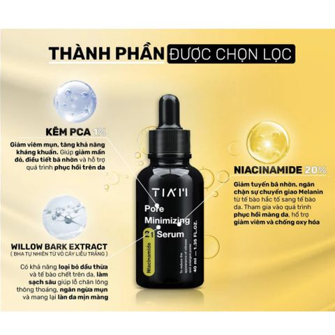 Serum TIA'M Pore Minimizing 21 40ml - Giảm Dầu Nhờn, Thu Nhỏ Lỗ Chân Lông, Làm Đều Màu Da, Chăm Sóc Da Dầu, Hàn Quốc