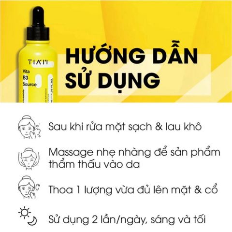 Tinh Chất Serum Tia'm Vita B3 Source 40ml - Làm Sáng Da, Phục Hồi Da Dầu Mụn Nhạy Cảm, Chứa 10% Niacinamide & 2% Alpha Arbutin