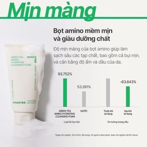 Sữa Rửa Mặt Innisfree Green Tea & Volcanic BHA 150ml - Dưỡng Ẩm, Kiểm Soát Nhờn, Làm Sạch Sâu Cho Da Nhạy Cảm và Da Dầu