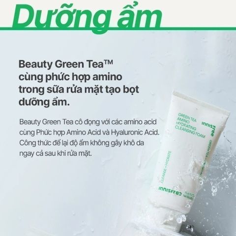 Sữa Rửa Mặt Innisfree Green Tea & Volcanic BHA 150ml - Dưỡng Ẩm, Kiểm Soát Nhờn, Làm Sạch Sâu Cho Da Nhạy Cảm và Da Dầu
