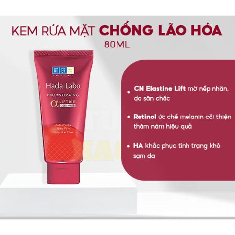 Sữa Rửa Mặt Dưỡng Ẩm Hada Labo 80g - Làm Sạch Bụi Bẩn, Cấp Ẩm Tối Ưu, Phù Hợp Da Nhạy Cảm, Giúp Da Sáng Mịn Mềm Mại