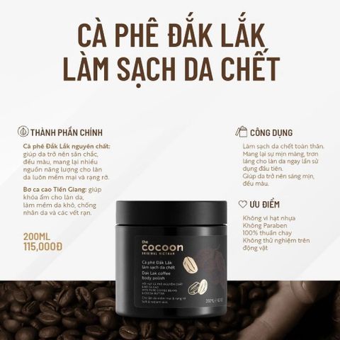Tẩy Da Chết Cơ Thể Body Cà Phê Đắk Lắk Cocoon 200ml - Da Sáng Mịn 388644