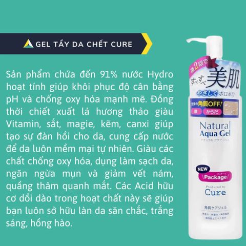 Gel Tẩy Tế Bào Da Chết Cure Natural Aqua 250g - Tẩy Da Chết Dịu Nhẹ, Sáng Mịn Từ Nhật, Phù Hợp Mọi Loại Da