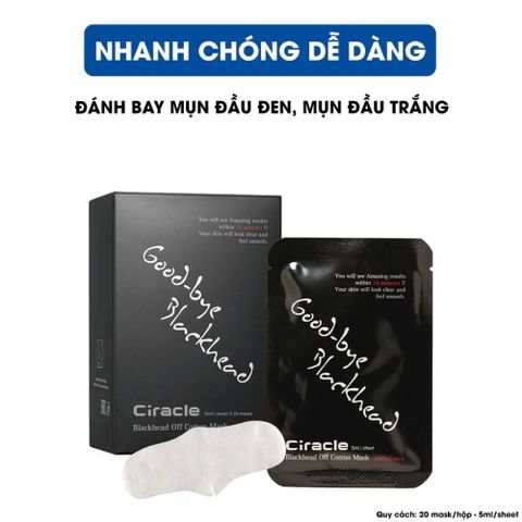 Mặt Nạ Đẩy Mụn Mũi Ciracle Good Bye Blackhead Cotton Mask - Hộp 20 Miếng Cho Da Dầu, Giảm Mụn Đầu Đen Hiệu Quả