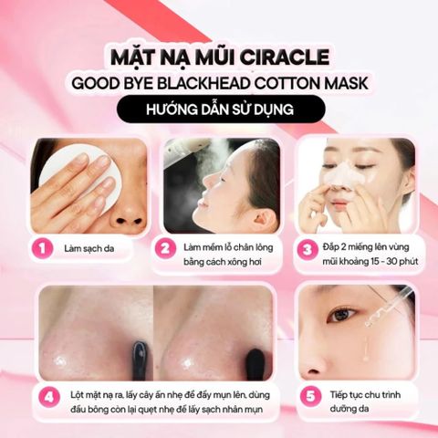 Mặt Nạ Đẩy Mụn Mũi Ciracle Good Bye Blackhead Cotton Mask - Hộp 20 Miếng Cho Da Dầu, Giảm Mụn Đầu Đen Hiệu Quả
