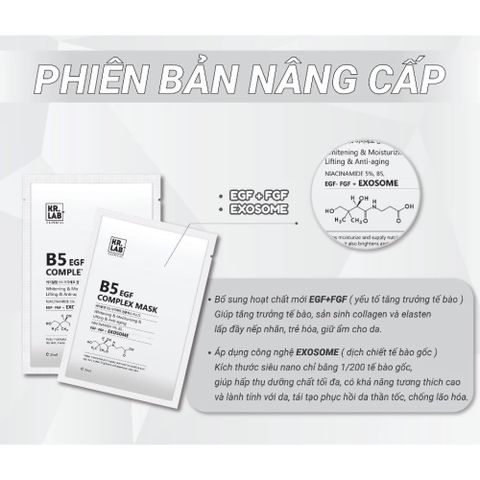 Mặt Nạ KR.LAB B5 EGF Complex – Mặt Nạ Phục Hồi Da, Cấp Ẩm Cho Da Nhạy Cảm, Giảm Đỏ & Kích Ứng, Dưỡng Sáng, Made in Korea