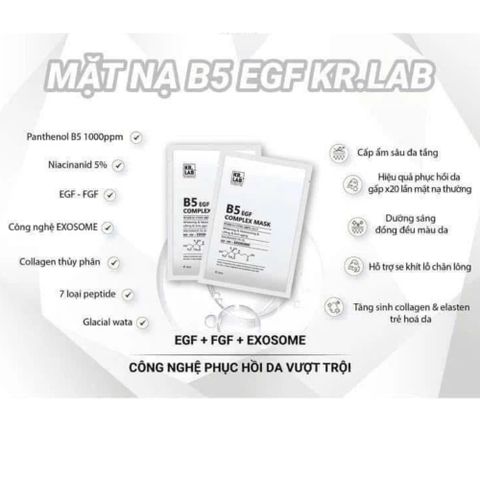 Mặt Nạ KR.LAB B5 EGF Complex – Mặt Nạ Phục Hồi Da, Cấp Ẩm Cho Da Nhạy Cảm, Giảm Đỏ & Kích Ứng, Dưỡng Sáng, Made in Korea