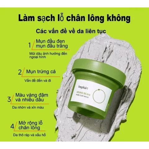 Mặt Nạ Đất Sét Đậu Xanh Beplain 120ml – Làm Sạch Sâu, Giảm Mụn, Dưỡng Mịn Da 388697