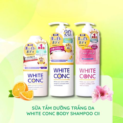 Sữa Tắm Trắng Da White Conc Body Vitamin C Nhật Bản 600ml – Dưỡng Ẩm, Làm Sạch 388702