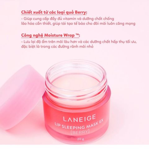 Mặt Nạ Ngủ Môi Laneige Lip Sleeping Mask 20g - Dưỡng Ẩm, Làm Mềm, Tẩy Tế Bào Chết Cho Môi Khô Thâm Nứt Nẻ