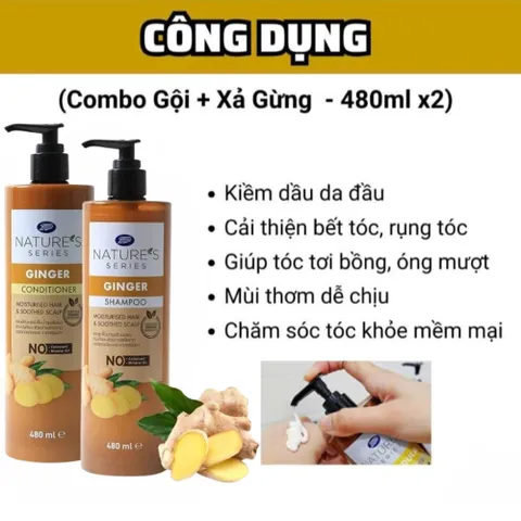 Dầu Gội & Dầu Xả Gừng Boots Nature’s Series – Ngăn Rụng Tóc, Giảm Gàu, Nuôi Dưỡng Tóc Chắc Khỏe 388720
