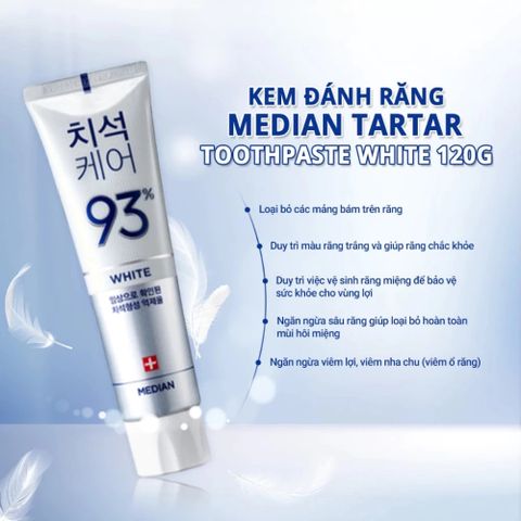 Kem Đánh Răng Median 93% Hàn Quốc 120g - Làm Trắng, Ngừa Mảng Bám, Thơm Miệng, Chăm Sóc Nướu Toàn Diện