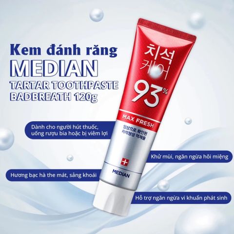 Kem Đánh Răng Median 93% Hàn Quốc 120g - Làm Trắng, Ngừa Mảng Bám, Thơm Miệng, Chăm Sóc Nướu Toàn Diện