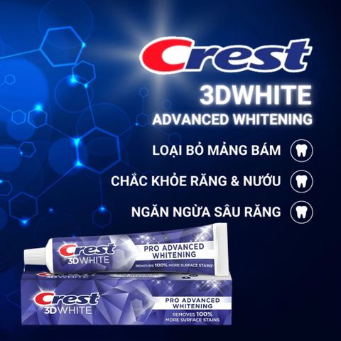 Kem Đánh Răng Crest 3D White Pro Advanced Whitening 147g – Làm Trắng Răng Nhanh, An Toàn 388738