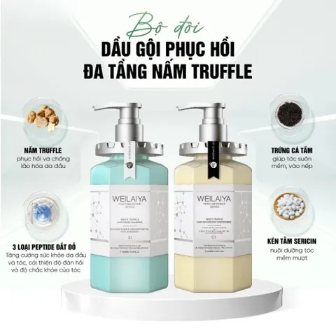 Bộ Dầu Gội Xả Phục Hồi Đa Tầng Nấm Truffle Weilaiya 450ml | Suôn Mượt, Giảm Gàu, Phục Hồi Tóc Hư Tổn 388739