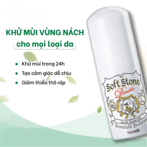 Lăn Nách Đá Khoáng Soft Stone Nhật Bản 20g - Giảm Tiết Mồ Hôi, Khử Mùi Hiệu Quả, An Toàn Cho Da Nhạy Cảm
