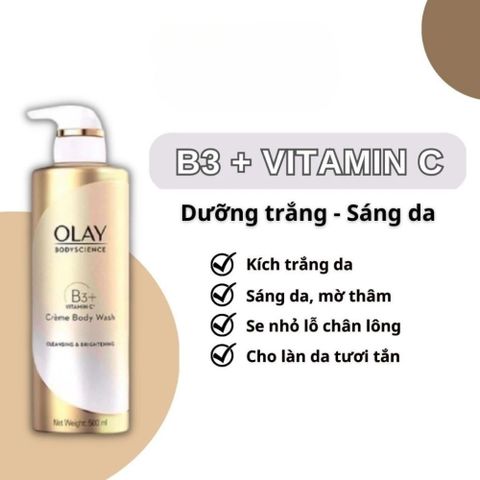 Sữa Tắm Trắng Da, Dưỡng Ẩm, Phục Hồi Olay B3+ Bodyscience Vitamin C Thái Lan 500ml 388762