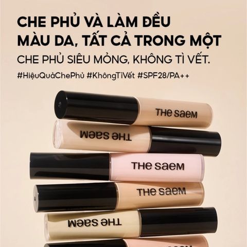 Kem Che Khuyết Điểm The Saem Cover Perfection Tip 6.5g - Che Phủ Khuyết Điểm Tự Nhiên, Duy Trì Lớp Trang Điểm Suốt Ngày