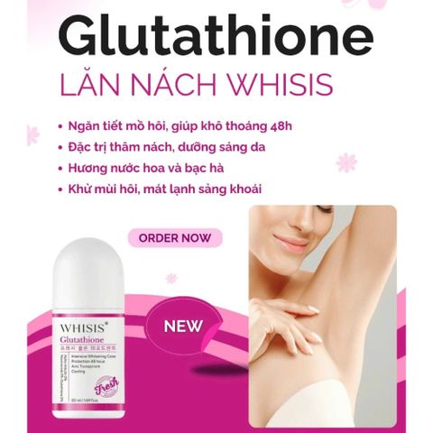 Lăn Khử Mùi Whisis Glutathione 50ml – Giảm Mồ Hôi, Hỗ Trợ Khử Thâm & Dưỡng Sáng Da Vùng Nách 388778
