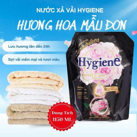 Nước Xả Vải Hygiene Hoa Mẫu Đơn Túi Đen 1150ml – Hương Nước Hoa Lưu Lâu, Mềm Vải, Thơm Bền Cả Ngày 388798